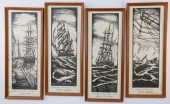 SET OF FOUR VINTAGE BARK WANDE