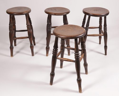 SET OF FOUR VINTAGE ENGLISH ELM