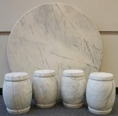 SET OF FOUR WHITE MARBLE STOOL