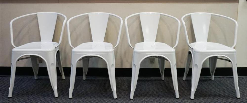 SET OF FOUR WHITE PAINTED METAL