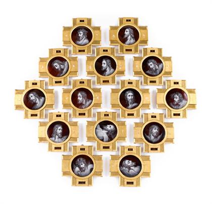 Set of fourteen Limoges enamel