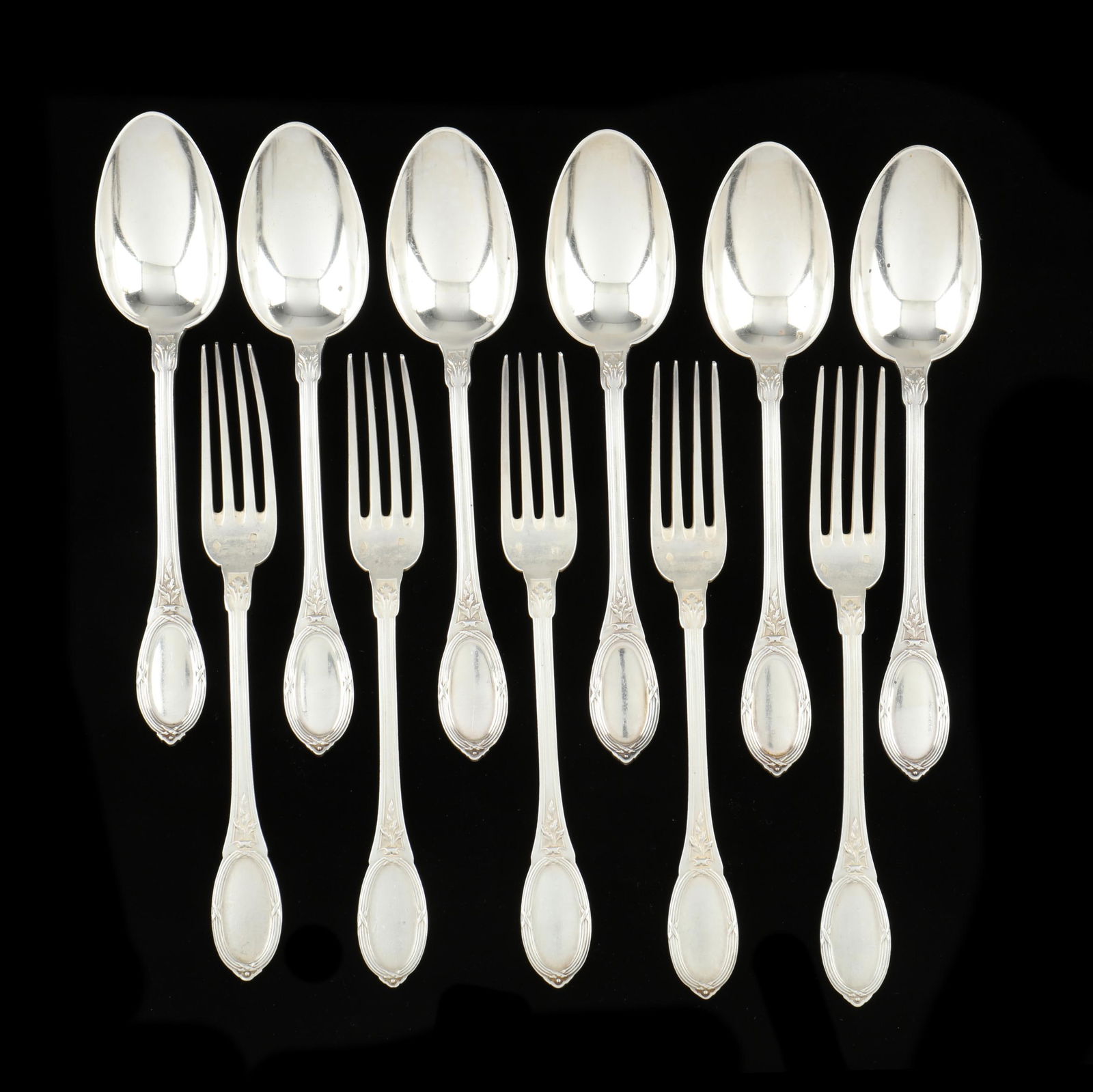 SET OF FRENCH SILVER FLATWARE BY