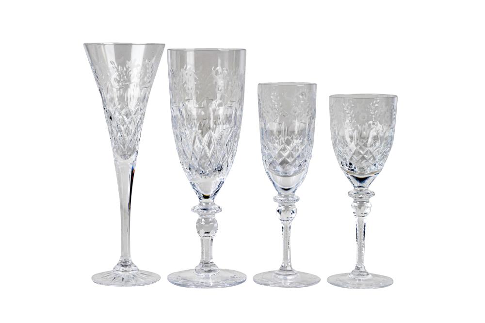 SET OF GALLIA FLORAL ETCHED CRYSTAL