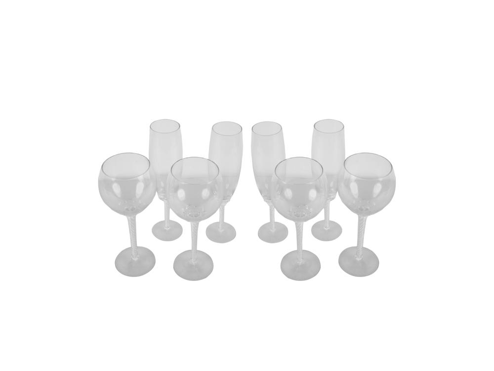 SET OF GLASS TWISTED-STEM
