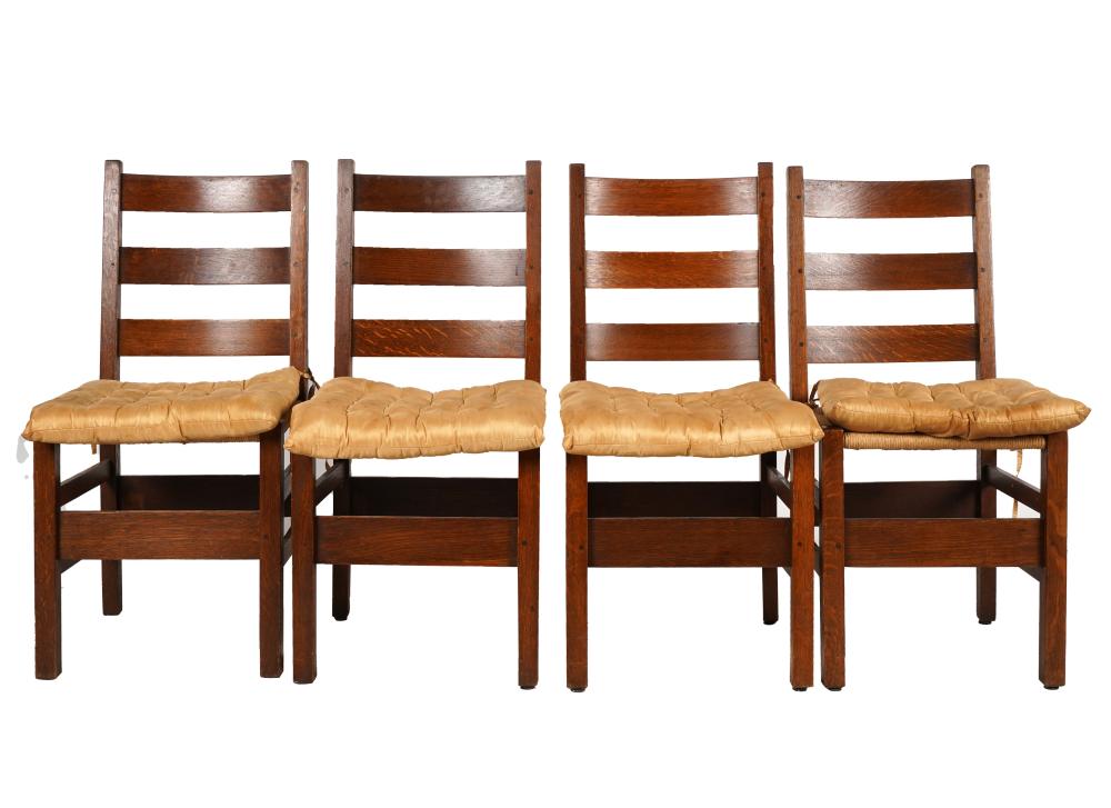 SET OF GUSTAV STICKLEY OAK LADDER
