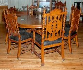 SET OF HEAVILY CARVED OAK CHAI