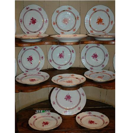 Set of Herend Porcelain Plates 	 