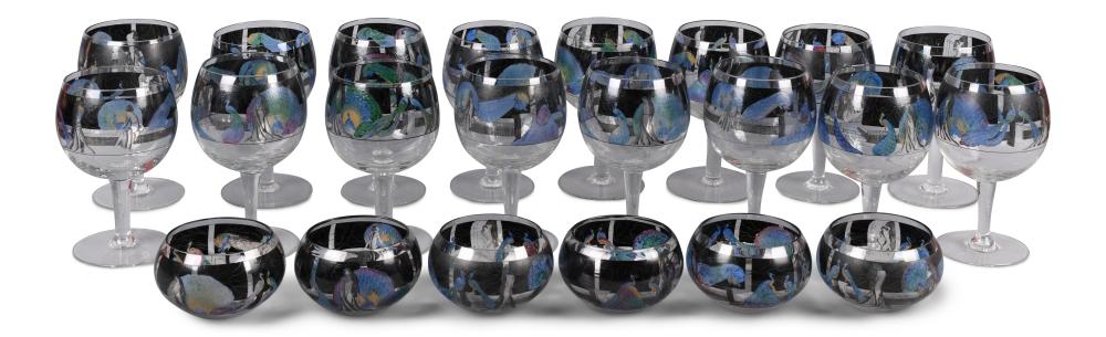 SET OF ITALIAN ART DECO ENAMELED