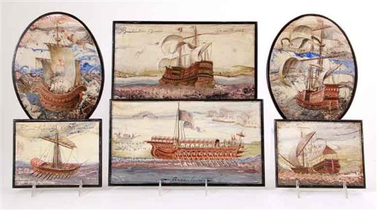 Set of Italian painted slate panels