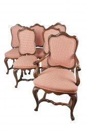 SET OF ITALIAN WALNUT DINING C