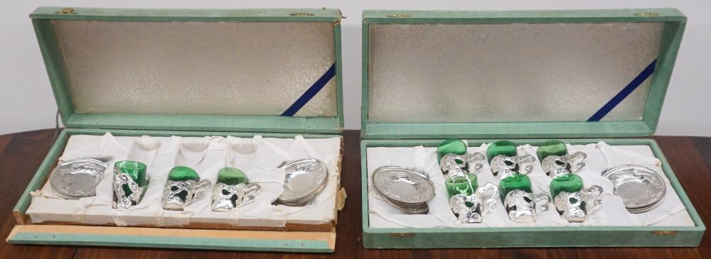 SET OF JAPANESE METAL SAUCERS AND