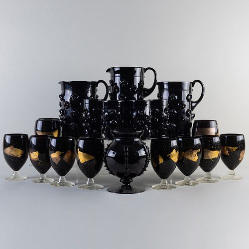 SET OF JULISKA BLACK GLASSWARE
