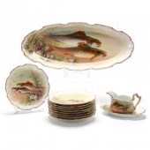 SET OF LIMOGES FISH TABLEWARE,
