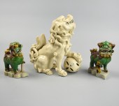 SET OF LION STATUE W/ SANCAI &