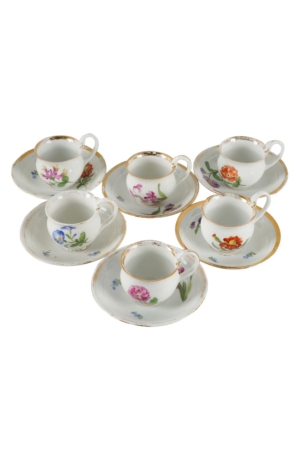 SET OF MEISSEN PORCELAIN CUPS &
