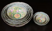 SET OF NINE CHINESE EGG SHELL