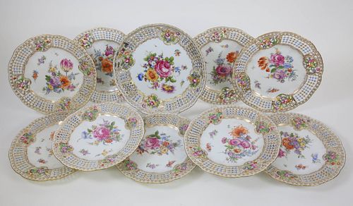 SET OF NINE DRESDEN PORCELAIN