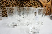 SET OF NINE ETCHED HIGHBALL GL