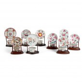 SET OF NINE FAMILLE ROSE CUPS