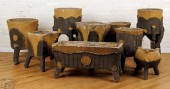 SET OF NINE FAUX BOIS CAST STO