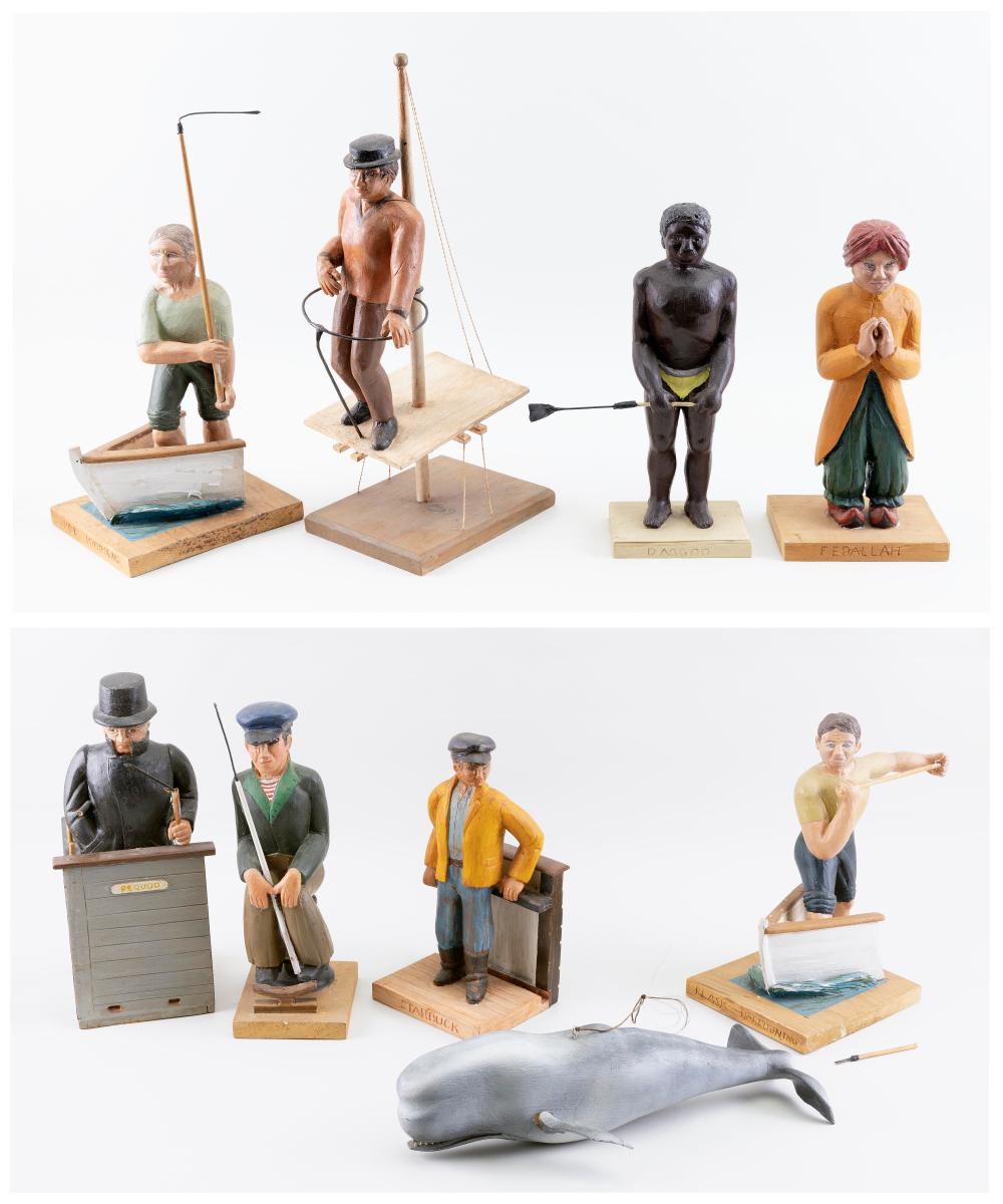 SET OF NINE FOLK ART CARVED