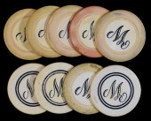 SET OF NINE SCRIMSHAWED IVORY