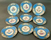 Set of nine Sevres porcelain p