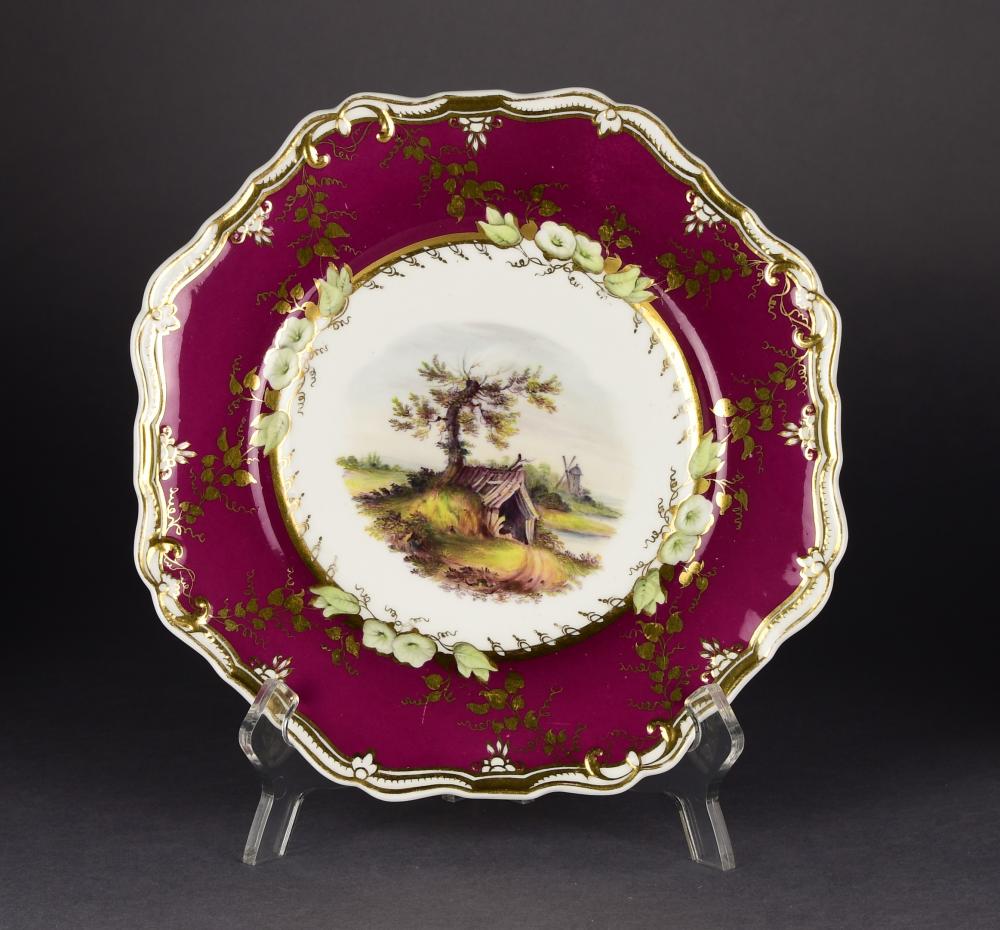 SET OF NINE SPODE DESSERT PLATES,