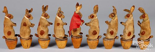 SET OF NINE STEIFF RABBIT