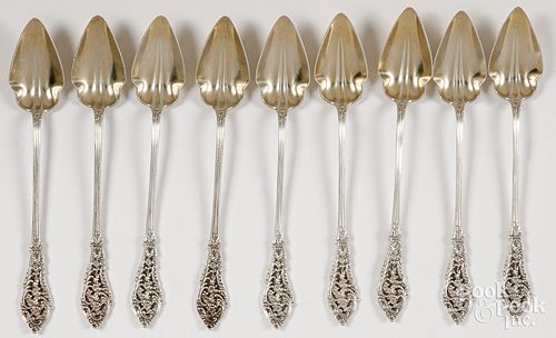 SET OF NINE STERLING SILVER FRUIT
