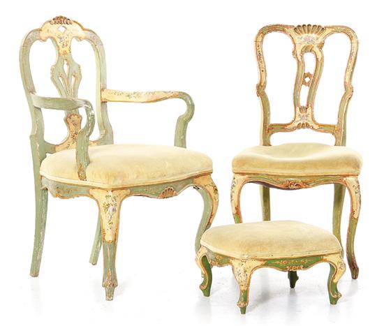 Set of painted chairs one