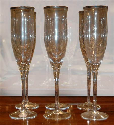 Set of Platinum Rimmed Stemware 