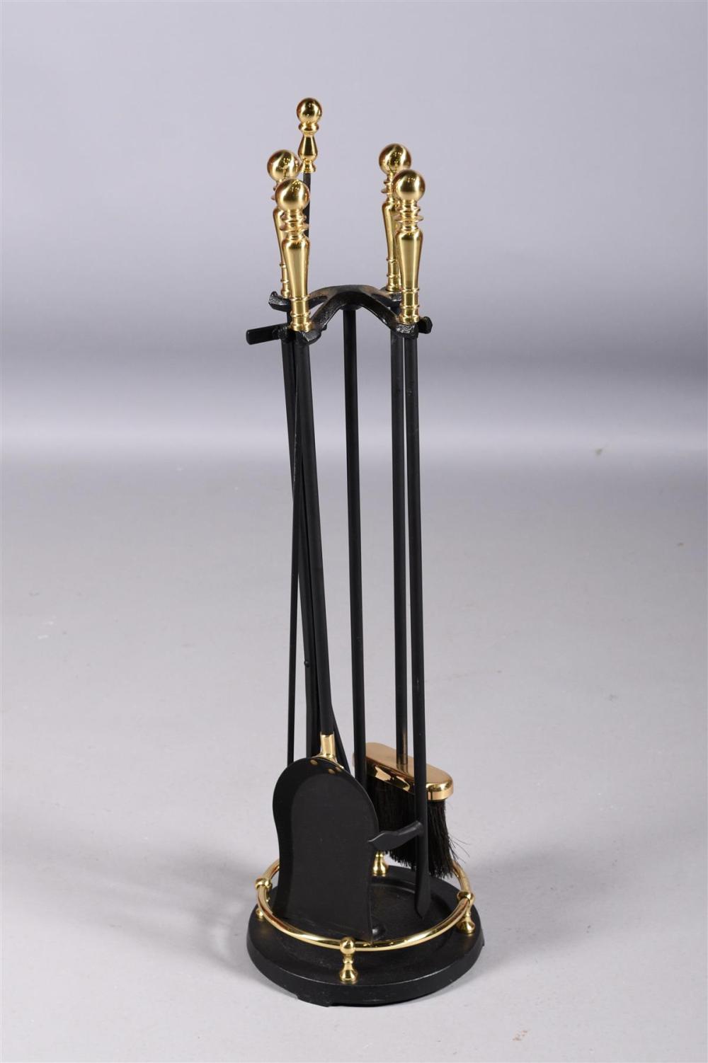 SET OF REGENCY STYLE BRASS AND IRON