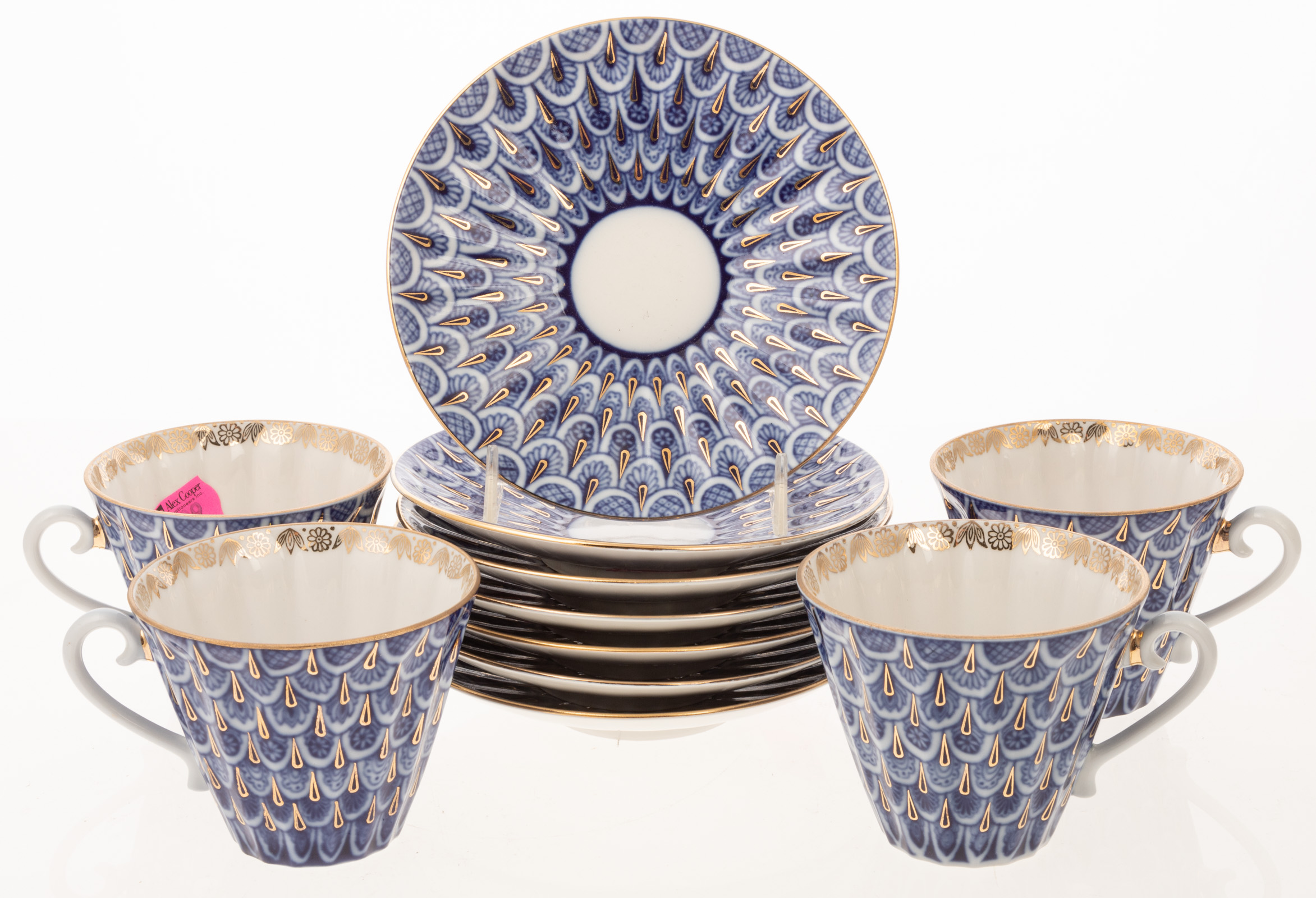 SET OF RUSSIAN TEA CUPS & SAUCERS