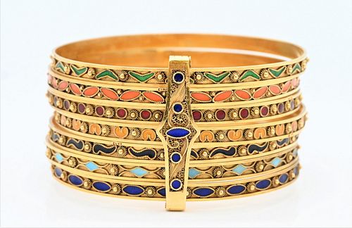 SET OF SEVEN 18 KARAT YELLOW GOLD
