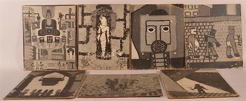 SET OF SEVEN 1950S ABSTRACT