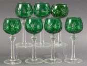 Set of seven Bohemian emerald