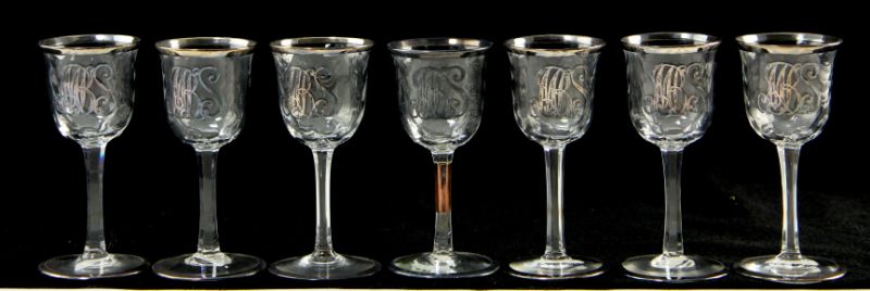 Set of Seven Cordialsclear glass