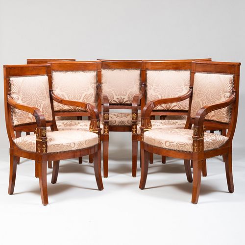 SET OF SEVEN EMPIRE MAHOGANY AND