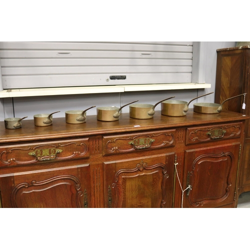 Set of seven French copper
