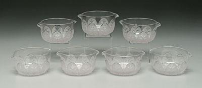 Set of seven glass wine rinsers: