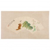 SET OF SEVEN INK PAINTINGS OF