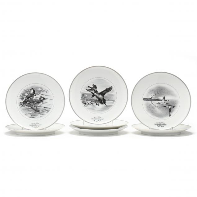 SET OF SEVEN LIMOGES "DUCK STAMP"