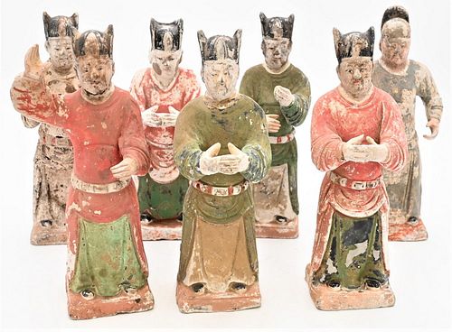SET OF SEVEN PAINTED POTTERY TOMB