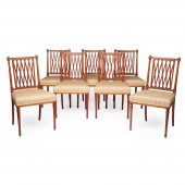 SET OF SEVEN SATINWOOD LATTICE