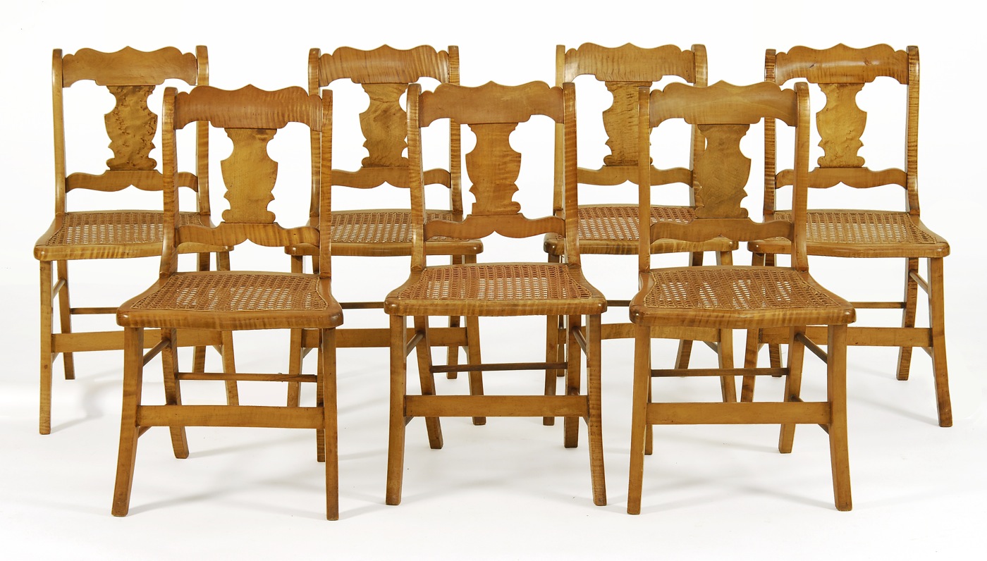SET OF SEVEN TIGER MAPLE SIDE