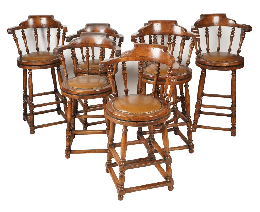 SET OF SEVEN WALNUT SWIVEL