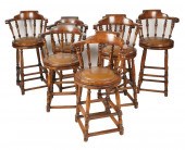 SET OF SEVEN WALNUT SWIVEL BAR