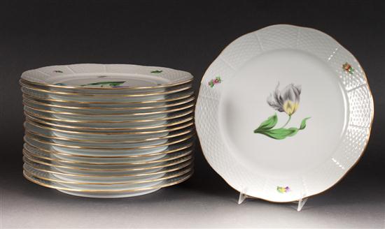Set of seventeen Herend floral