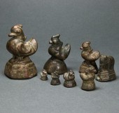 SET OF SHAN BRONZE OPIUM WEIGH